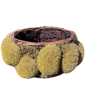 Basket Planter Faux Moss Wooded Fairy Country Core Ivy Flower Succulents Bowl
